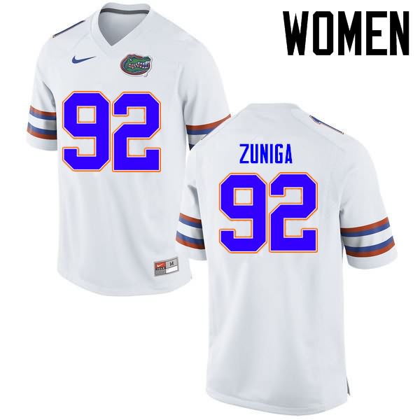 Women's NCAA Florida Gators Jabari Zuniga #92 Stitched Authentic Nike White College Football Jersey KQG1365BQ